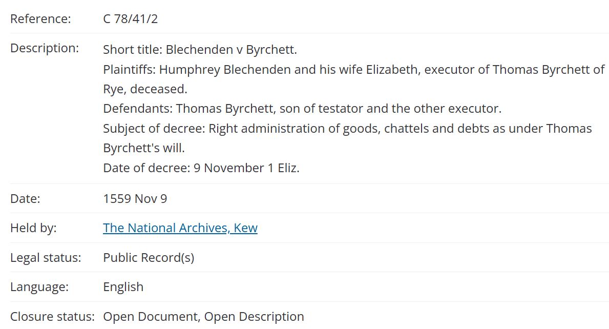 Humphrey Blechynden of Rye, died c1563